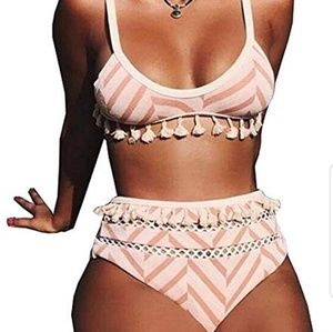 Tassel Pink Chevron Bikini